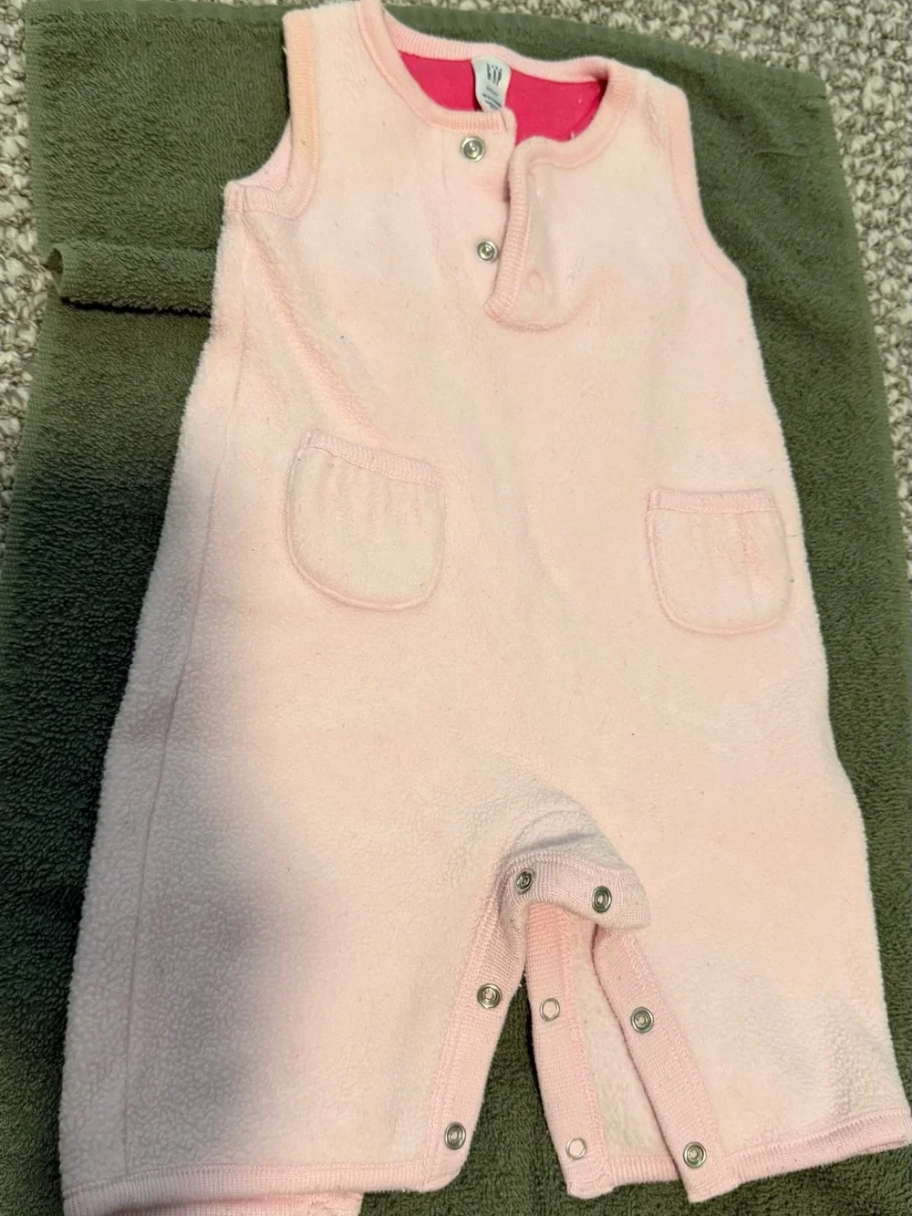 Pink Fleece Baby Romper with snaps GAP 0-3month